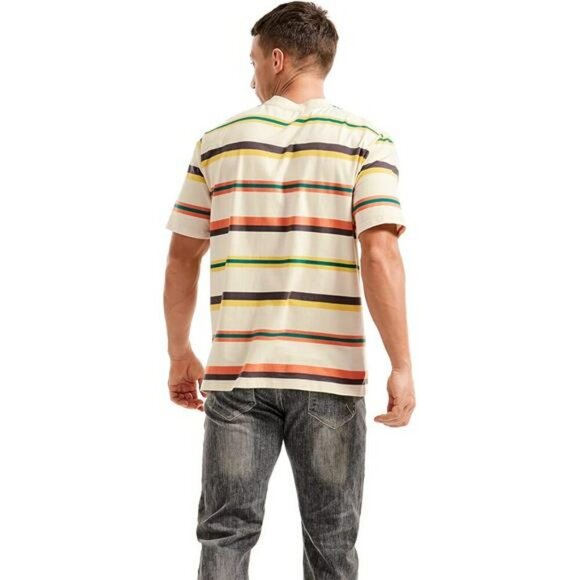 Mens Stripe T Shirt Crewneck Loose Fit Soft Cotton Stretch Casual Streetwear - Picture 5 of 7